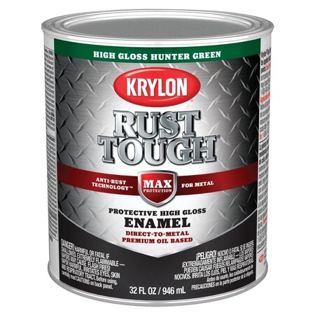 Krylon Rust Tough Oil-Based Gloss Rust Control Enamel, Hunter Green, 1 Qt. K09714008